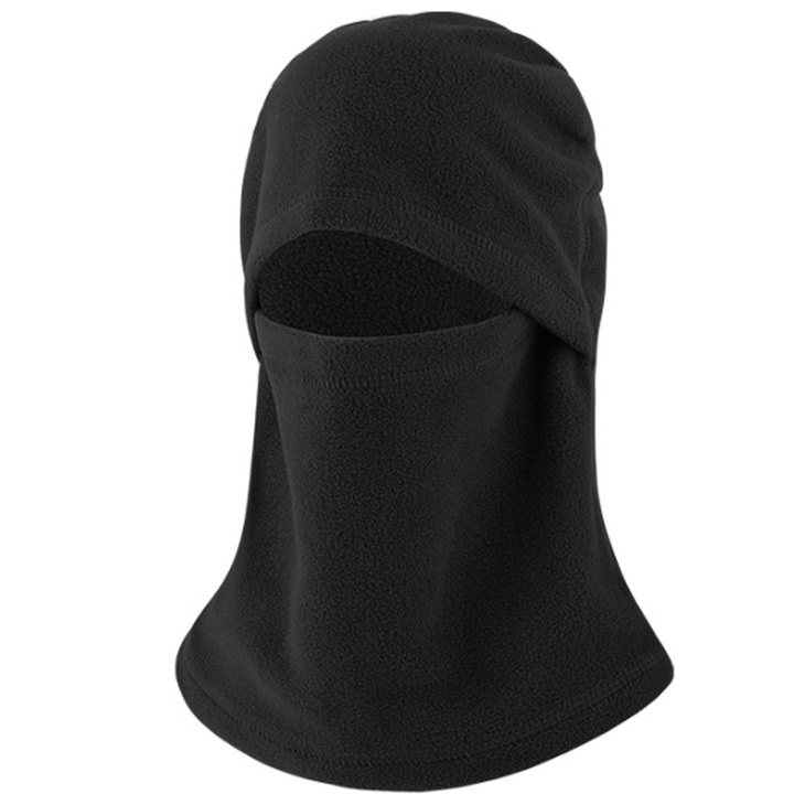 Cagula, Sapca In Aer Liber, Axroad Mall, Masca de Protectie Vant si Frig Pentru Gat, Calduroasa, Protectie UV, Lavabil la masina, Respirabila, Marime universala, Unisex, Pentru ski, bicicleta, alergat, Poliester, 35x32cm, Negru