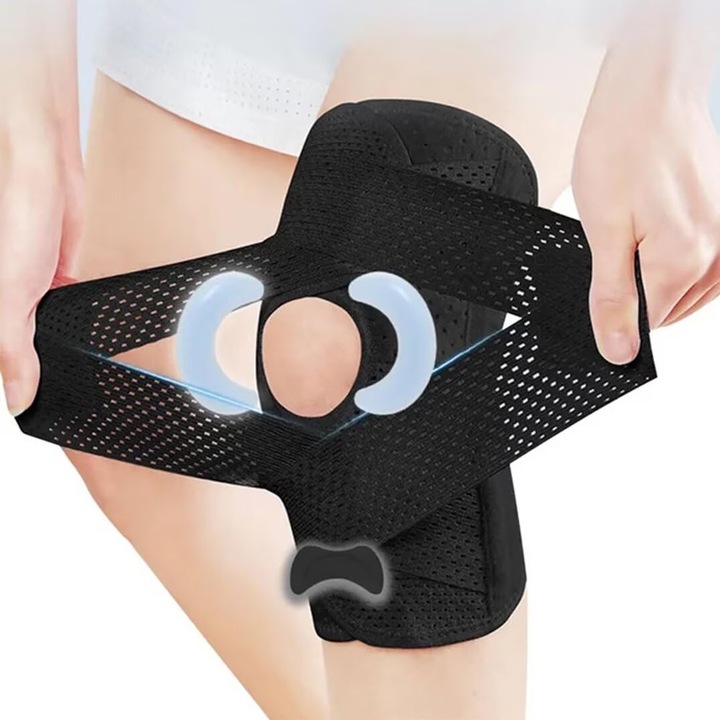 Ортеза за коляно, еластична наколенка, Axroad Mall, обиколка на крака 42-45 см, мека и дишаща, намалява възпалението, облекчава болката, фиксирана или подвижна черна