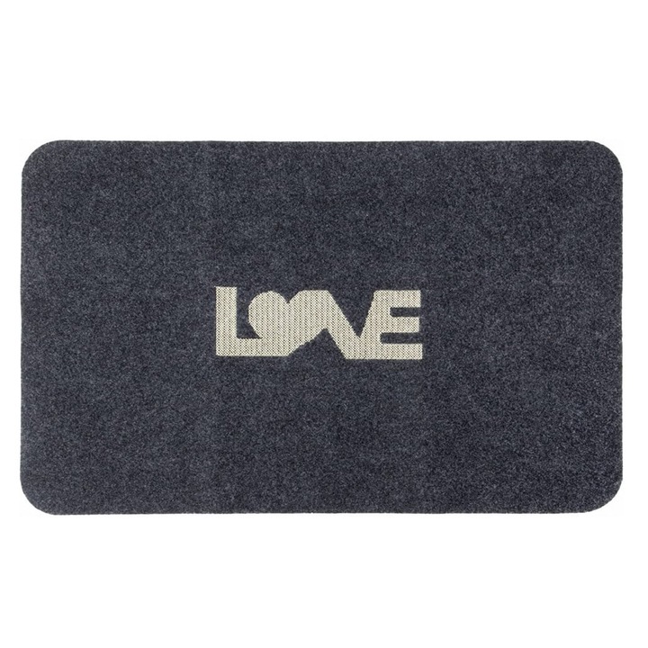 Covoras pentru baie LY4U, poliester/TPR, gri/negru, 50 x 80 cm