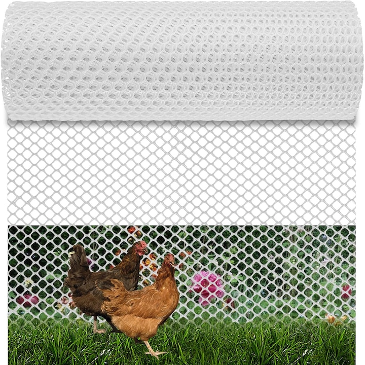 Panou Gard din Plastic, Rezistent la Intemperii, Ochiuri 12mm, Alb, 50x300cm