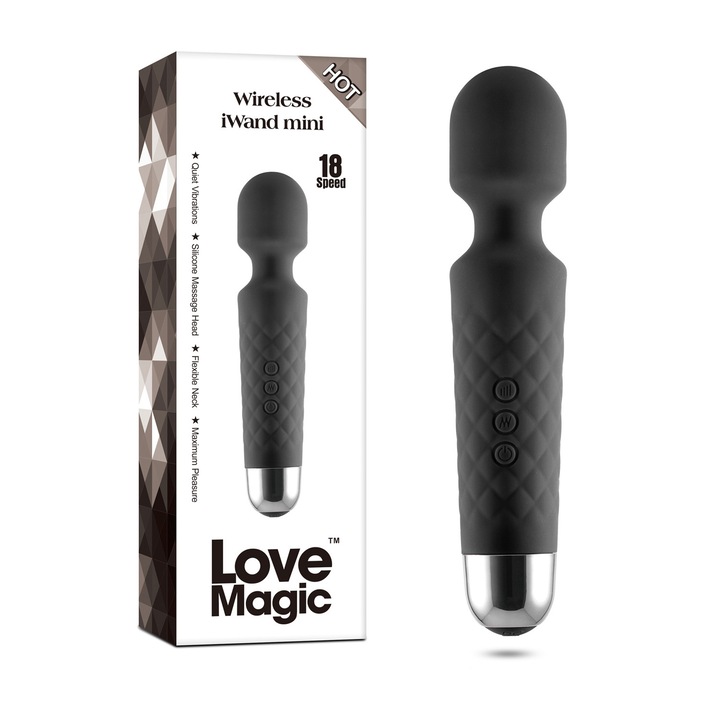 Csiklóizgató vibrátor, 20 vibrációs mód, 8 sebesség, fekete, 20 cm, vízálló