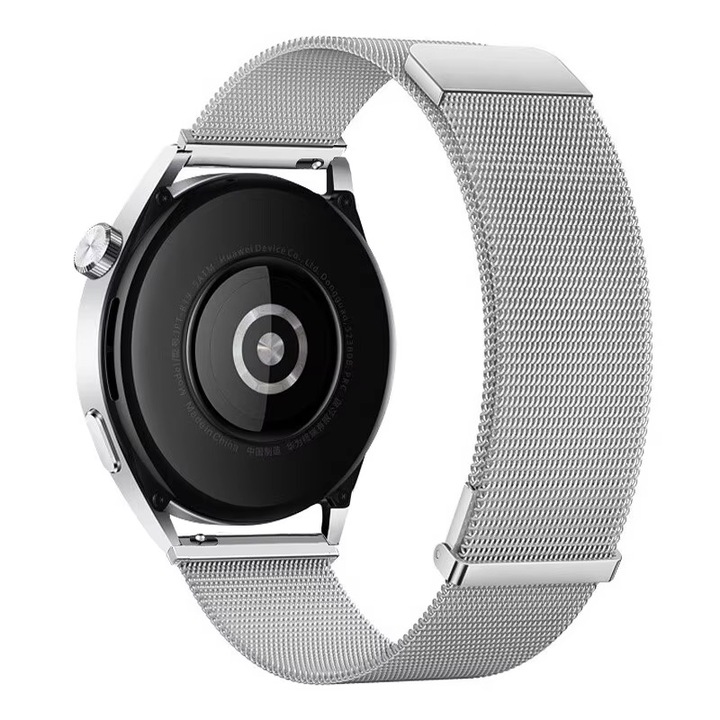 Curea metalica compatibila cu Huawei Watch GT4 41mm, GT5 41mm, GT5 Pro 42mm, Xiaomi Watch S4 41mm, Realme Band 2, bratara inox Best Accessories, argintiu, Best Accessories, 18mm
