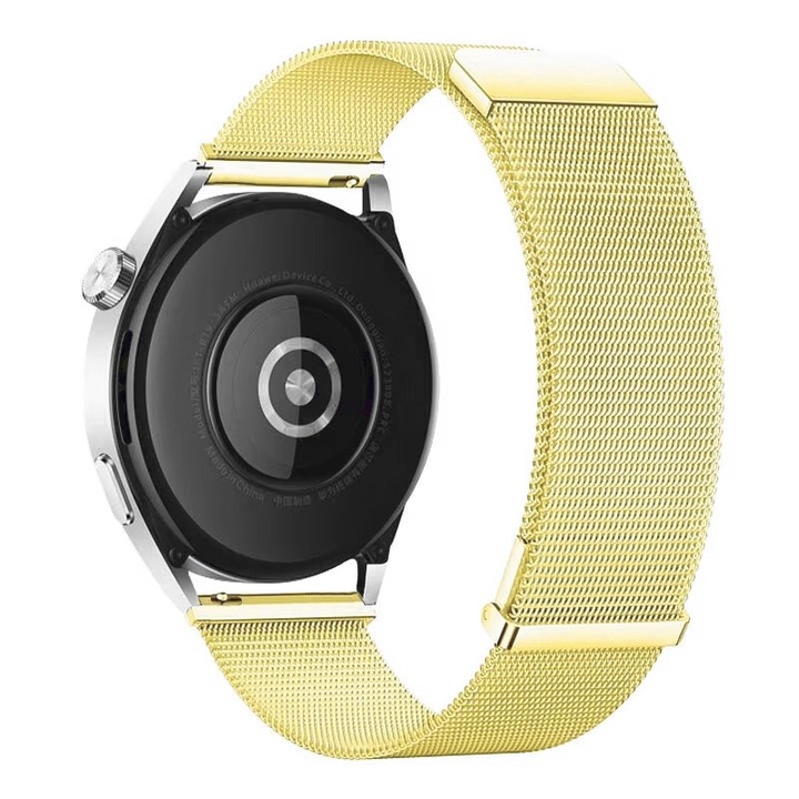 Curea metalica compatibila cu Huawei Watch GT4 41mm, GT5 41mm, GT5 Pro 42mm, bratara inox, auriu, 18mm
