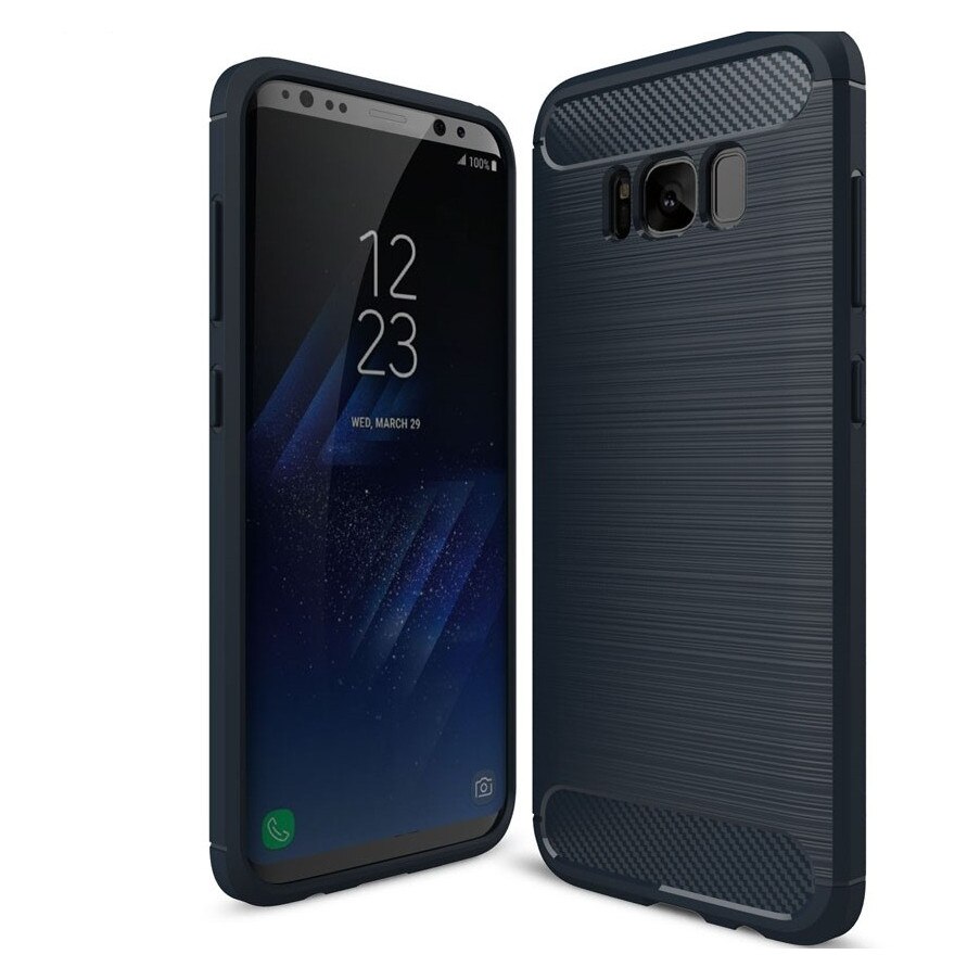 Carcasa Samsung Galaxy S8 Plus G955, Silicon, Protectie Spate, Aspect Brushed, Culoare Dark Blue