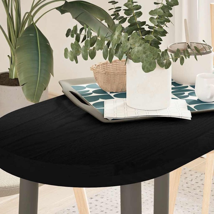 Blat de masă oval Gossi din lemn masiv de stejar, maro închis, 80x40x4 cm