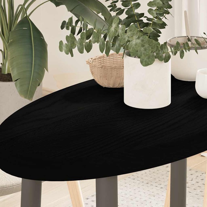 Gossi blat de masă oval maro închis 80x40x4 cm lemn masiv de stejar