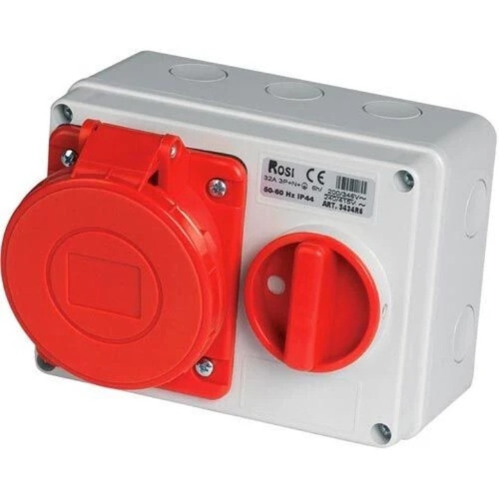 Presa Fixa de perete, Orizontala ROSI, 32A, IP44, 15,5x11,5x12,5mm