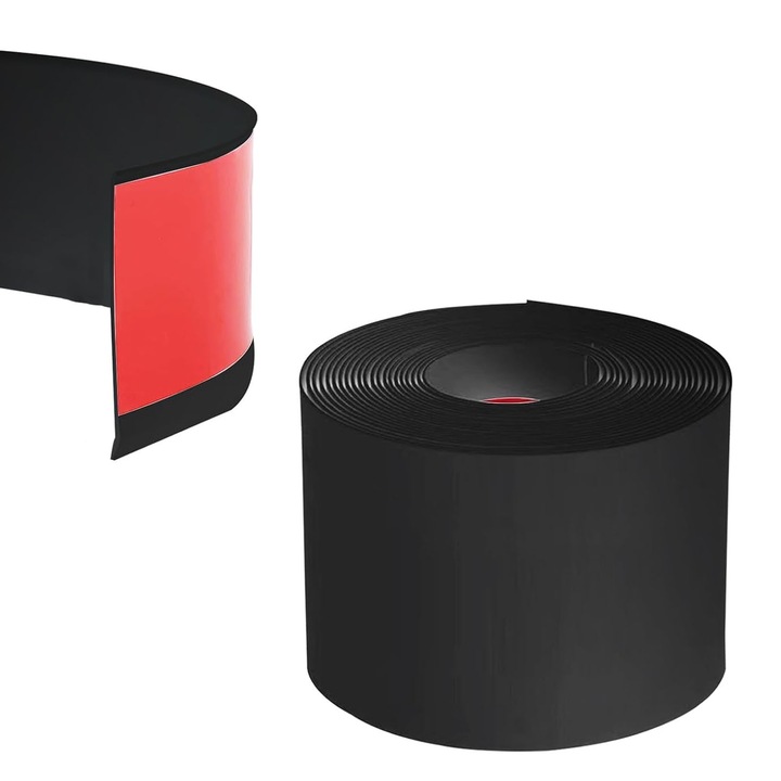 Plinta flexibila, Hggzeg, Autoadeziv, Anti-zgarieturi, impermeabil, Flexibil si durabil, Design de varf, Taietura buna, Usor de instalat, Non-toxic si inodor, Pentru scari, coridoare, sali de sport, PVC, 10cmx5m, Negru