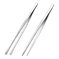 Set 2 Cleste Tip Penseta pentru Bucatarie, SINBINTA, Anti-alunecare, Rezistenta la temperaturi ridicate, Usor de curatat, Design ergonomic, Pentru decorare, manevrare produse fierbinti, Otel inoxidabil, 30.5cm, Argintiu
