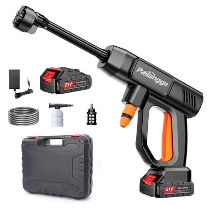 Aparat de curatat cu presiune portabil Pailangge, 6 duze, 300W, 2.2MPa, negru