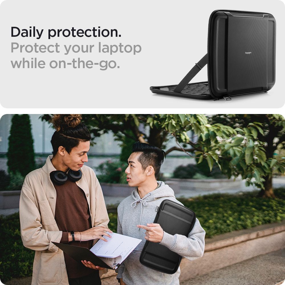 Geanta laptop Spigen Rugged Armor Pro, neagra, pentru MacBook Pro 14" M2 2023/M1 2021