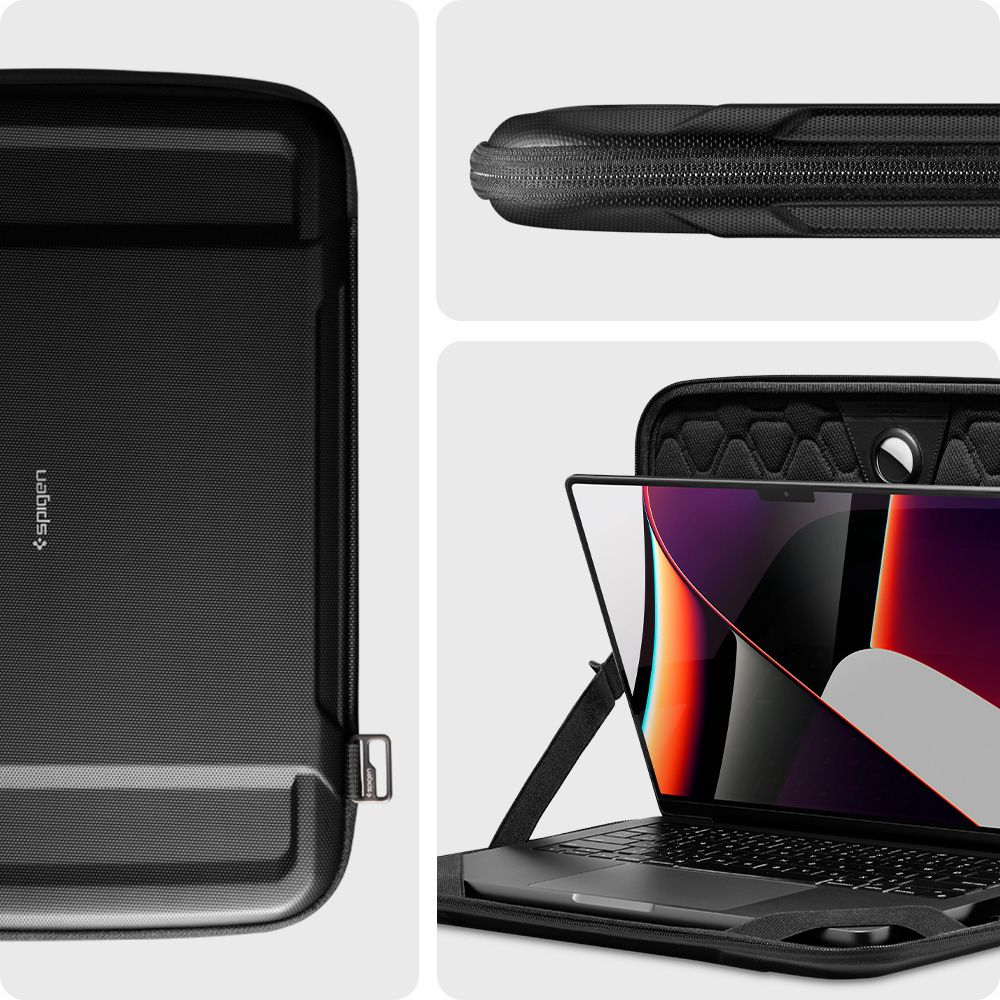 Geanta laptop Spigen Rugged Armor Pro, neagra, pentru MacBook Pro 14" M2 2023/M1 2021