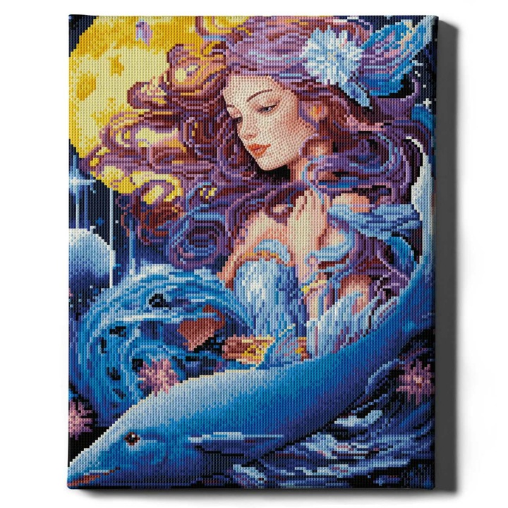 Set goblen cu diamante, cu sasiu, Nereida, 40x50 cm