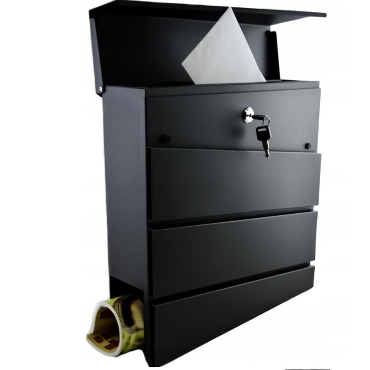 Postaláda, antracit, falra szerelt, horganyzott acél