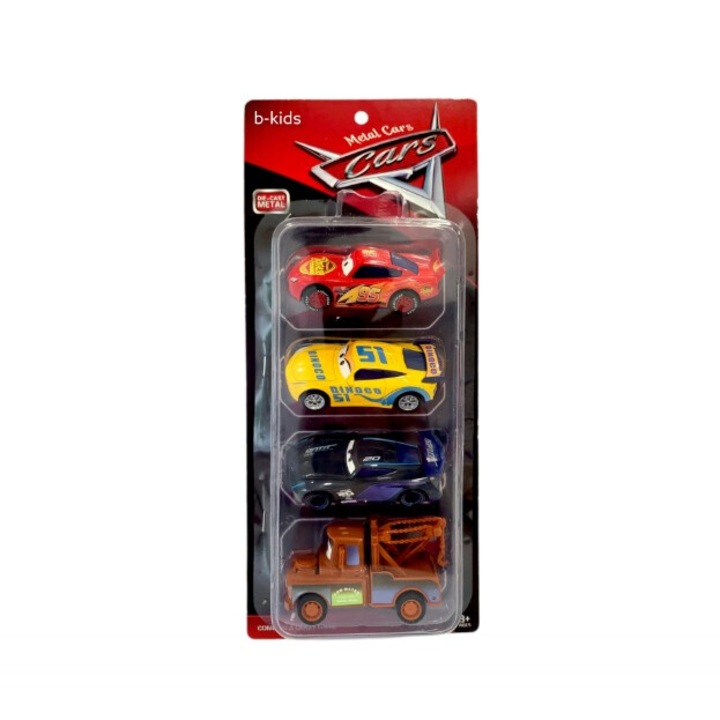 4 db-os autós készlet: Autók Visszahúzható és kioldható + 3 év fém többszínű