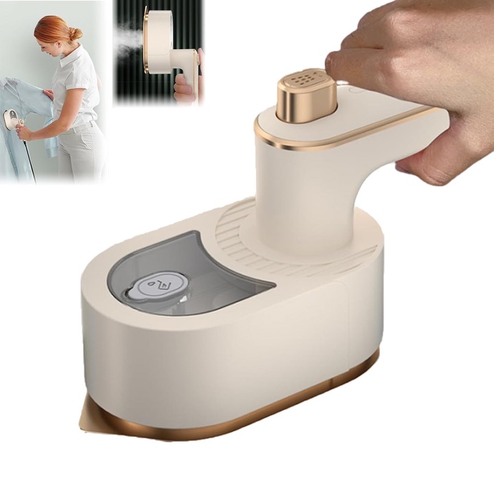 Fier De Calcat Portabil, Axroad Mall, Incalzire 30 secunde, Rezervor 50ml, 40w, Functie de calcat umed si uscat, Maner pliabil, Rotatie de 180 de grade, Sigur pe toate materialele care pot fi calcate, 21x10.5cm, ABS/PET, Alb