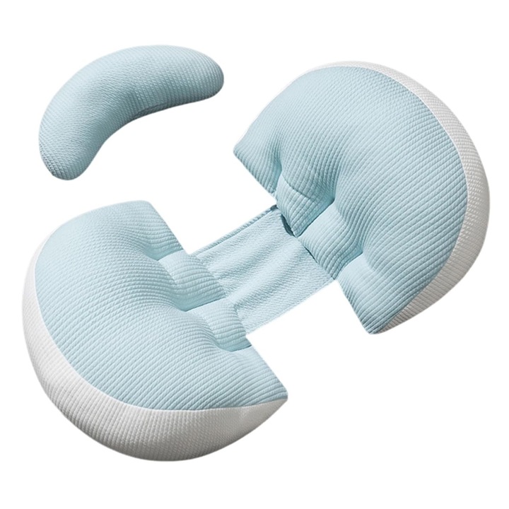 Perna de Alaptare, Perna Pentru Gravide in Forma de U, Axroad Mall, Cu husa detasabila, Sustinere bebelusi, Reglabil, Lavabil, Forma ergonomica, Suport pentru spate, solduri, burta, Fibra de poliester, 58×35×12cm, Albastru