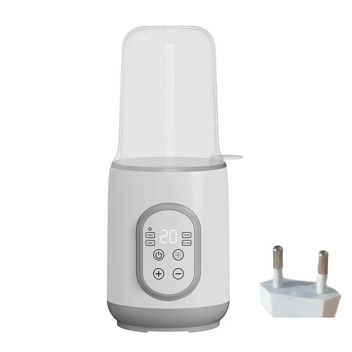 Преносима нагревател за бутилки, Затопляне за бутилки, Axroad Mall, Бързо затопляне на мляко и храна, Размразяване, Варене, Поддържане на постоянна температура, Електрически стерилизатор с тъчскрийн, Цифров дисплей, ABS/PP, 120x123x270 мм, Бял