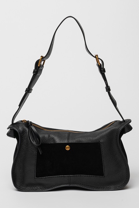 Dolce Vita, Geanta din piele si piele intoarsa cu bareta de umar Josie, Negru