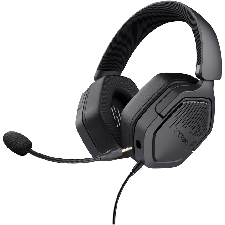 Слушалки gaming Trust GXT492 CARUS, 50 мм драйвери, подвижен микрофон, компютър, съвместим с PS4/PS5/Xbox, 1,2 м кабел, черни