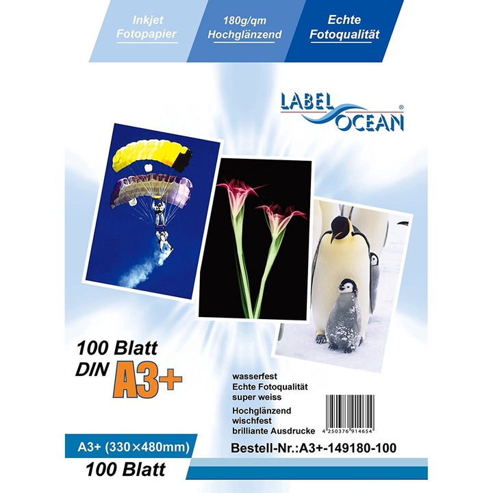 Hartie Foto A3+ Plus LabelOcean Premium High Glossy 180g 100 Coli