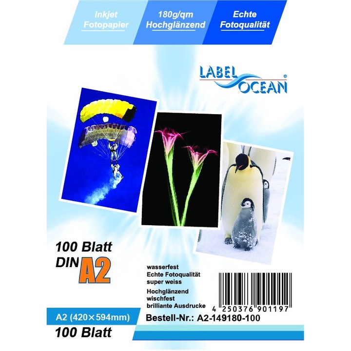 Hartie Foto A2 LabelOcean Premium High Glossy 180g 100 Coli