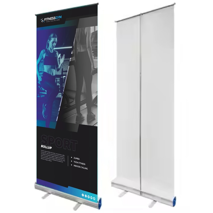 Sistem Roll-up Visual, Dimensiune 85 x 200 cm, ALUMINIU, cu print inclus