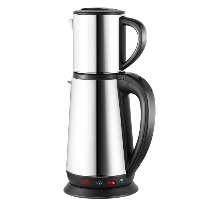 Fierbator de apa calda, otel inoxidabil cu doua straturi, incalzire electrica, putere 1500W, capacitate mare de 1,8L, impotriva arderii uscate, comutator cu buton, robust si durabil