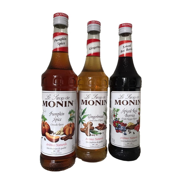 Set Trio Monin - Pumpkin Spice, Gingerbread & Spiced Red Berries, 3x700 Ml