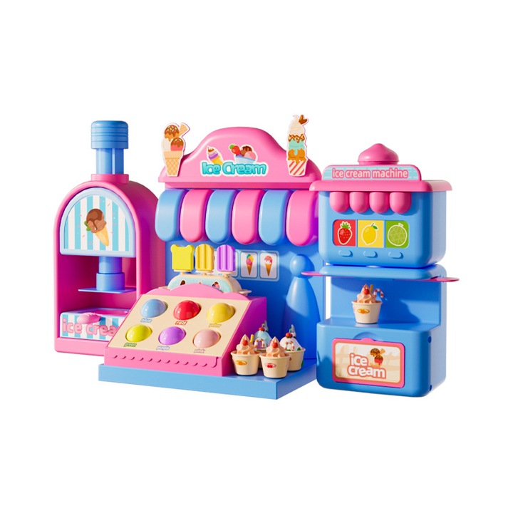 Jucarii de bucatarie pentru copii, aparat de inghetata, 48 fasii de lut colorat, 40x21,5x13,5cm, exercitiu de dezvoltare intelectuala
