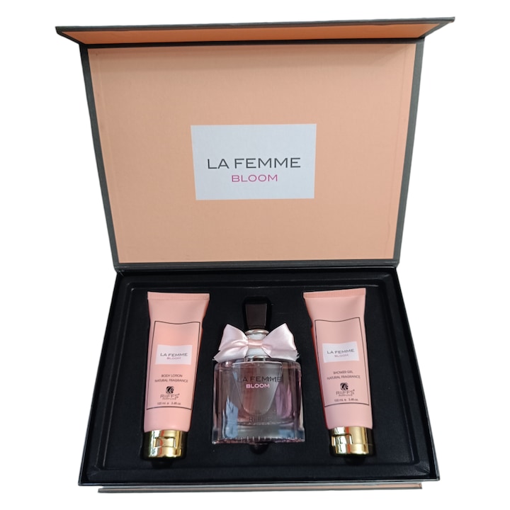 Подаръчен комплект за жени La Femme Bloom Riiffs, EDP 100 ml + душ гел 100 ml + лосион за тяло 100 ml