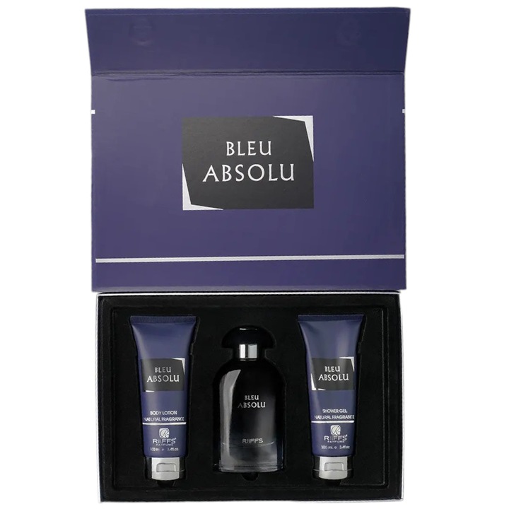 Подаръчен комплект за мъже Riffs Bleu Absolu, EDP 100 ml + душ гел 100 ml + лосион за тяло 100 ml