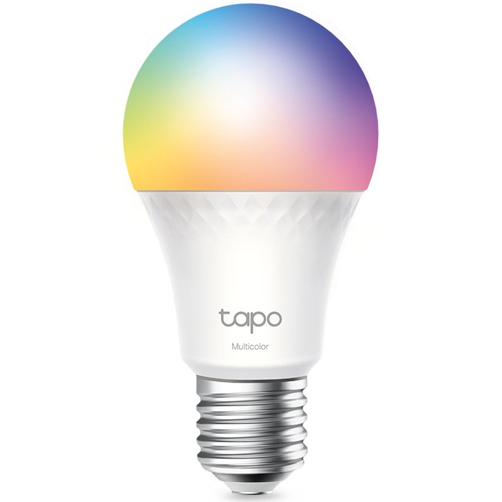 Смарт LED RGB крушка TP-Link Tapo L535E, Wi-Fi, E27, 8.6W (75W), 1055 lm, Цветна светлина, Гласово управление, Съвместима с Amazon Alexa и Google Assistant, Енергиен клас E