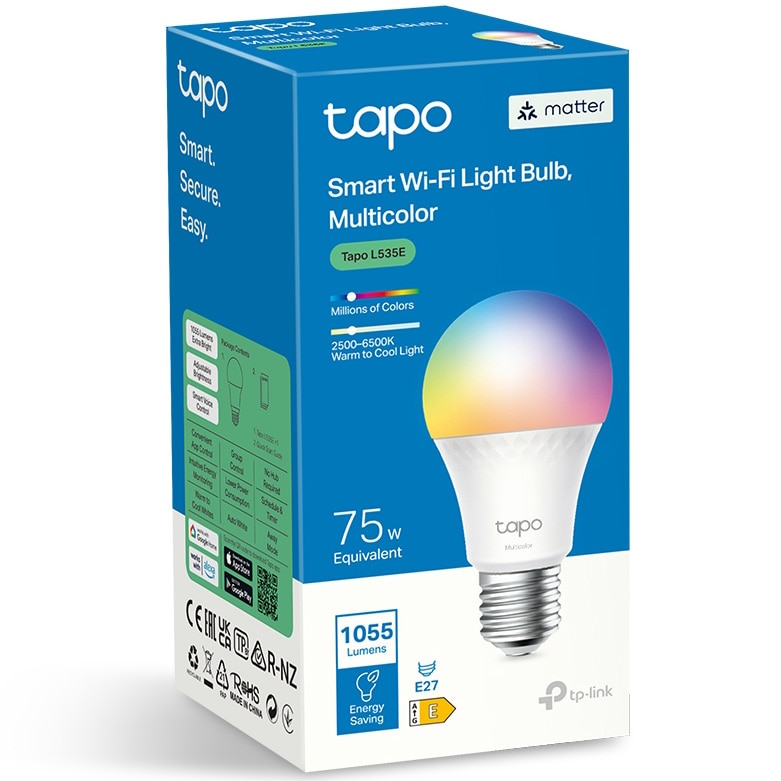 Bec LED RGB inteligent TP-Link Tapo L535E, Wi-Fi, E27, 8.6W (75W