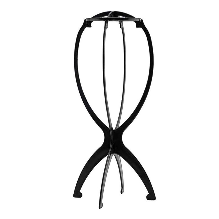 Suport peruca, design pliabil, potrivit pentru diferite tipuri de peruci pentru femei, suport peruca portabil, 33cm, negru