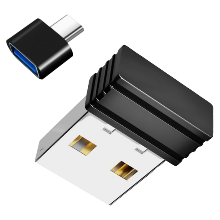 Mouse Jiggler, Dispozitiv miscare mouse Nedetectabil, Simulator miscare mouse, Anti Sleep, Plug and Play, Buton Pornire/Oprire, Compatibil cu Windows si macOS, USB, Negru lucios