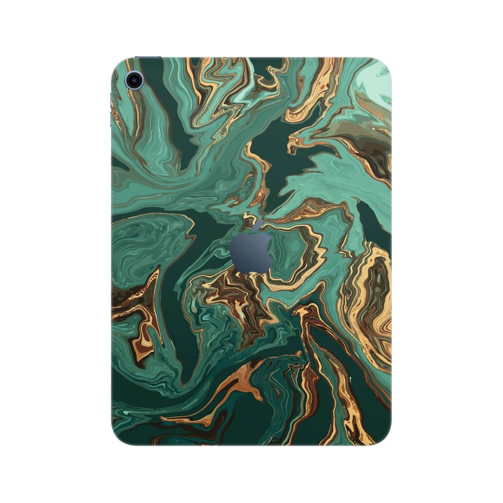 Folie de protectie pentru iPad 10.2" (8th Gen), Colectia Signature, Skin Spate cu laterale unite, Emerald Flow