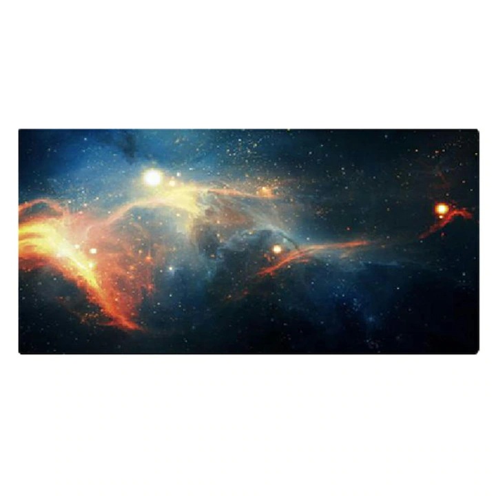 Mousepad Mare Cauciucat VarioShop®, Pentru Gaming, Birou, Office, Antiderapant, Rezistent la Apa, Cusaturi Anti-Rupere, model Cosmos, dimenisune 80 x 30 cm, Multicolor