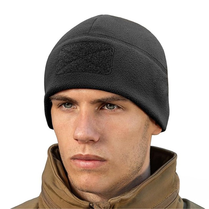 Caciula Tactica Polar de Iarna, Marime XXL, Negru, cu Velcro pentru Atasare Embleme, HIPOLAR