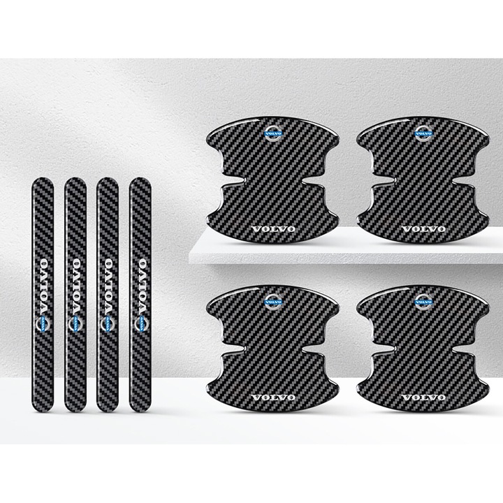 Set 8 Stickere Protectie Maner Usa Auto, Carbon Fiber, 5.13x0.62in, 3.5x3.19in