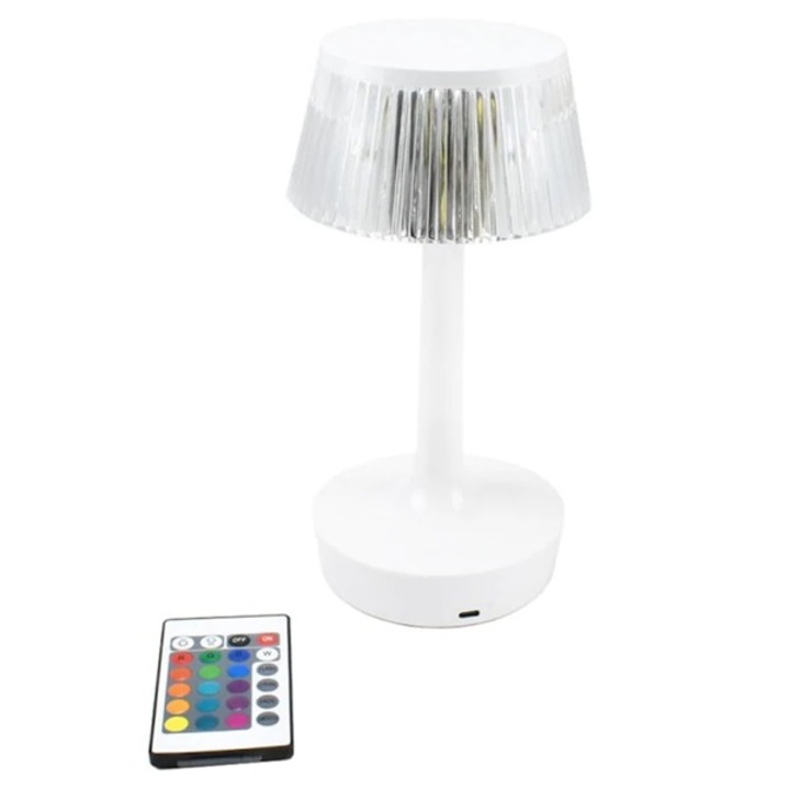 Lampa de masa, decorativa cu LED RGB si telecomanda, Touch, Q-TL153, culoare alba