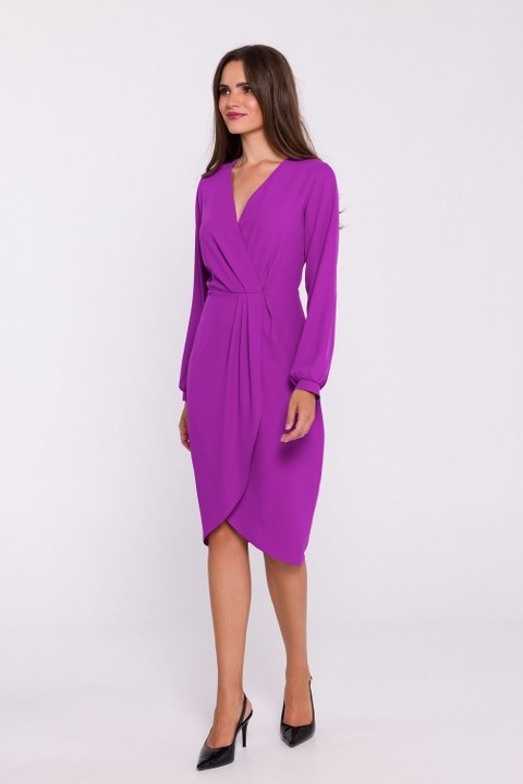 Rochie tip furou cu pliuri pe fata Stylove, Albastru lavanda, XXL