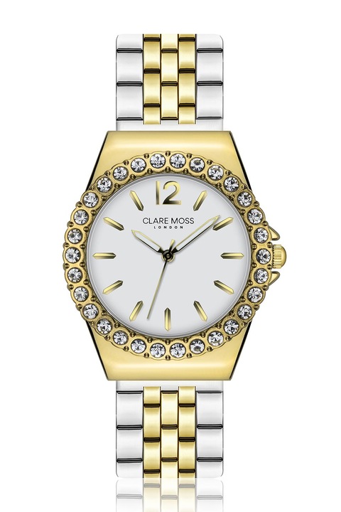 Clare Moss, Rozsdamentes acél karóra kristályokkal, Ezüstszín, Aranyszín
