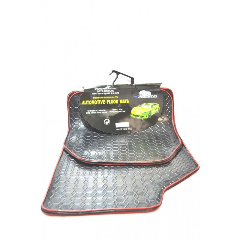 Set 2 bucati covorase cauciuc, cu dunga rosie, Universal, Culoare neagra