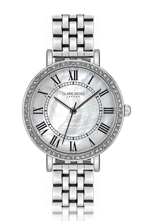 Clare Moss, Kerek karóra rozsdamentes acélszíjjal, Ezüstszín