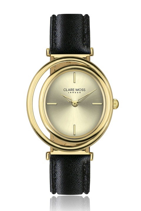 Clare Moss, Analóg karóra bőrszíjjal, Fekete