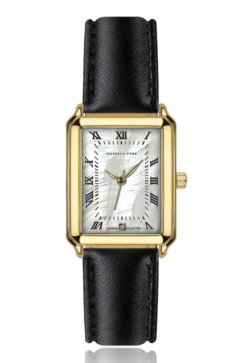 Isabella Ford, Ceas dreptunghiular cu o curea de piele, Negru