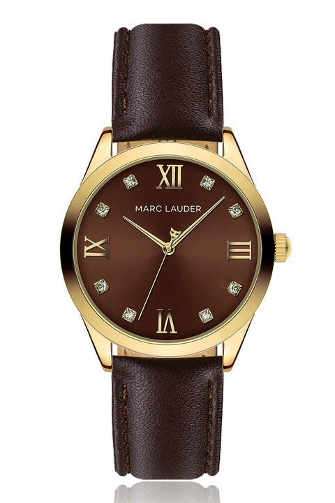 Marc Lauder, Ceas analog cu o curea de piele, Maro inchis