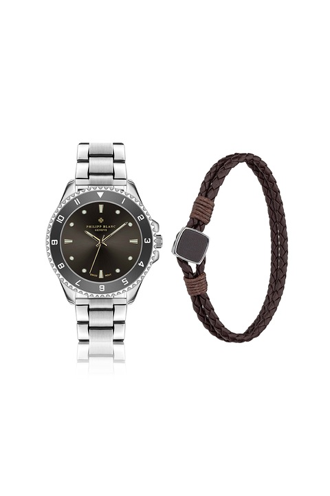 Philipp Blanc, Wengen karóra és karkötő szett, Ezüstszín, Fekete