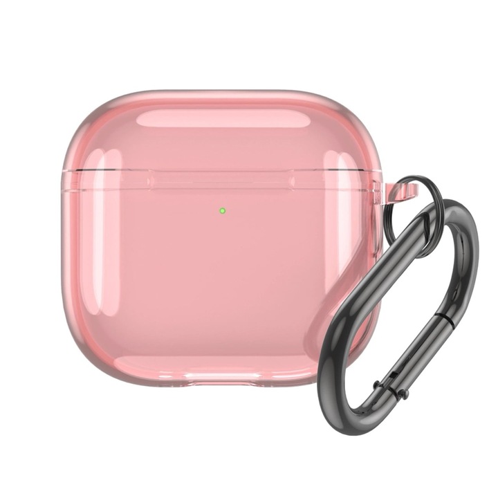 Carcasa cu carabiniera Transparent Case compatibila cu Apple AirPods 4 Pink